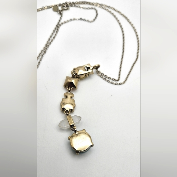 ๐ข3/$19๐ข LOFT Long Gemstone Necklace Gold Tone Real Quartz Faux Turquoise - Picture 6 of 7